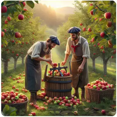vascos recolectando manzanas para hacer sidra